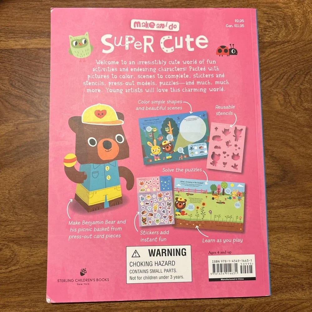 Make and Do Super Cute Activity Book Marion Billet Stickers Puzzles *Used